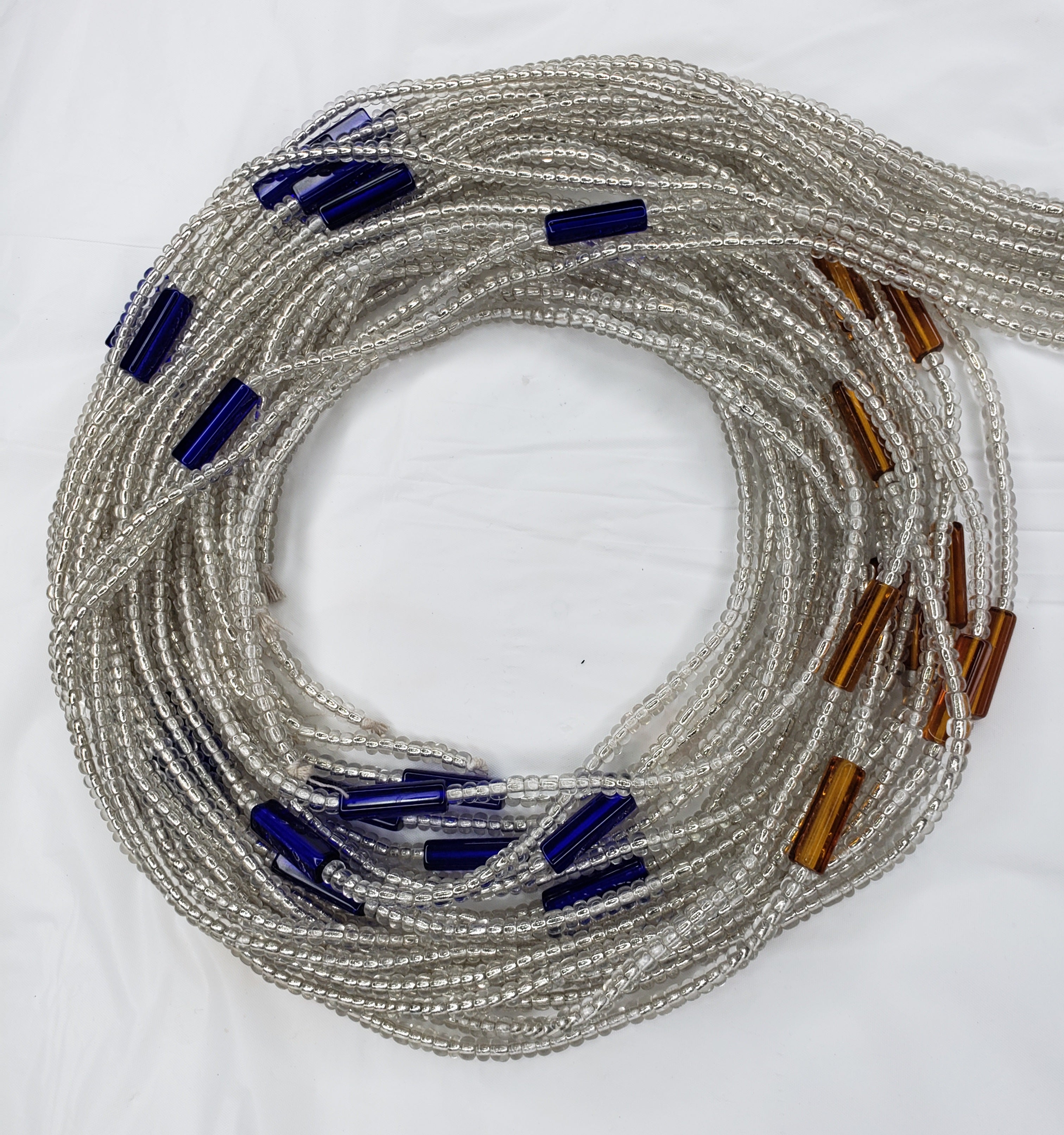 Clear, Brown & Blue Waist Beads